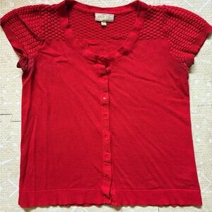 Modcloth Red Knit Button-Up Top